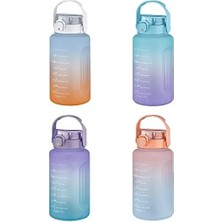 Büyük Boy 2000ML 2litre Pipetli/pipetsiz Kullanım Çift Renk Motivasyon Matarası