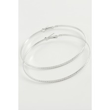 Ayena Moda Burgulu Zikzak Metal Halka Küpe 8-9-10 cm