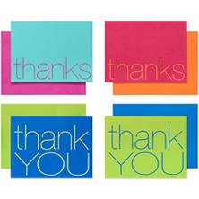 Greetings Çok Renkli Teşekkür Kartları ve Renkli Zarflar, 50 Adet