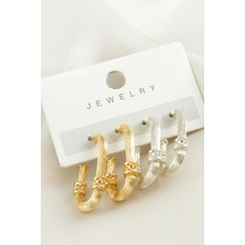 Ayena Moda 4 Adet Oval Halka Küpe