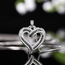 ShellWetr Kadın Kolye Loya Kadın 925 Ayar Gümüş Zincir Kadın Kolye Kalpli Kadın Kolye Şık Parlak Hediyelik Kadın Kolye