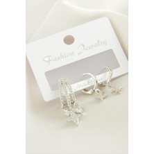 Ayena Moda 3 Adet Yıldız Zirkon Taşlı Küpe