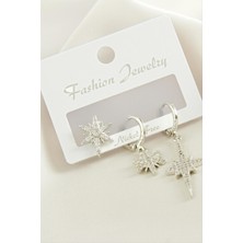 Ayena Moda 3 Adet Yıldız Zirkon Taşlı Küpe