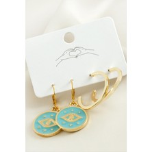 Ayena Moda 4 Adet Göz Mineli Halka Küpe