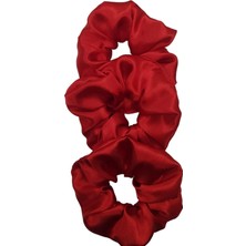 Sipariş Vakti Saten Saç Tokası Scrunchie Toka 3 Adet (Kırmızı5)