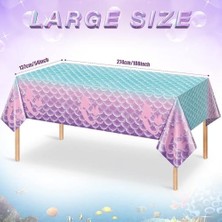 Düz Renk Battaniye, 2 Adet Denizkızı Temalı Tek Kullanımlık Masa Örtüsü, 137X274 cm Boyutlarında, Kızlar Için Prenses Denizaltı Temalı Bebek Partisi ve Doğum Günü Dekorasyonu