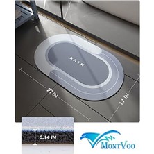 Montvoo Banyo Paspası - Banyo Zemin Için Hızlı Kuruyan Leke Dayanıklı Kaymaz Banyo Paspası - 43X69 cm Mavi
