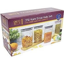 Omak 3 'lü 1.1 Lt. Kare Erzak Kabı Seti