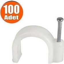 Çivili Kablo Tutucu, Kroşe Beyaz, 100 Adet (6 No)