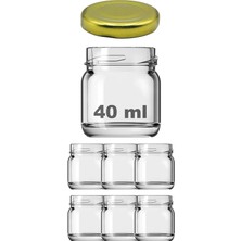 6 Adet 40 ml Cam Kavanoz, Metal Kapaklı, Şeffaf Konserve Kavanozu (40 Mililitre) 6 Adet