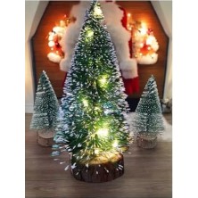 3'lü (1 Kendinden Gün Işığı 15 Cm,2 Adet Işıksız 10 Cm) Mini Çam, Yılbaşı Ağacı, Yeşil