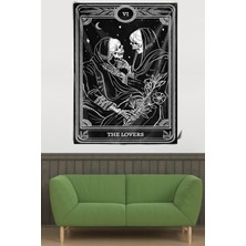 Pelangi The Lovers Iskelet Sevgililer Desen Leke Tutmaz Kadife Kumaş Duvar Örtüsü Duvar Halısı Tapestry, Siyah-Beyaz 70 x 100, 859411570100659