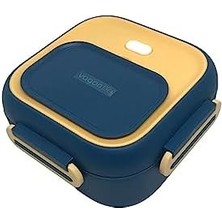 Bento 500ML Lunchbox Tek Katlı Çelik Sefer Tası Yemek Kutusu (Lacivert-Sarı)