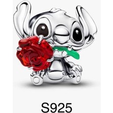Poseidons Jewellery Stich ve Kırmızı Gül Murano Charm