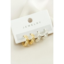 Ayena Moda 4 Adet Üçgen Desenli Halka Küpe