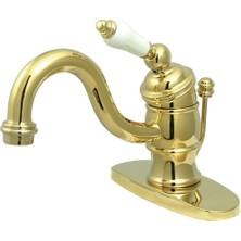 KB3402PL Victorian 4 Inç Lavabo Bataryası Porselen Kol Saplı, Parlak Pirinç