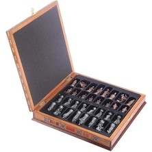 Büyük Boy Metal Osmanlı Bizans Satranç Takımı Parlak ve El Yapımı Masif Ahşap Sandıklı Satranç Tahtası