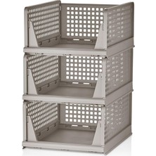 Life 3 Katlı Kayar Raf Organizer Dolap Içi Kıyafet Aksesuar Düzenleyici Bej 45X35 cm MIT1259