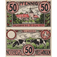 Banknoting Almanya 50 Pfennig 1921 Notgeld-Winsen Şehri. Çil(-)
