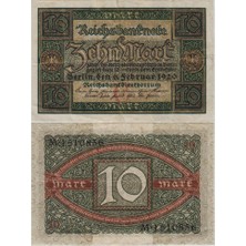 Banknoting Almanya 10 Mark 1920 Weımar Cumhuriyeti Dönemi. Çok Çok Temiz(-) Kondisyon