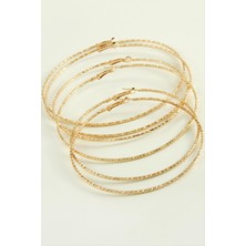 Ayena Moda Çizgifli Desenli Metal Halka Küpe 6 Adet