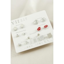 Ayena Moda 14 Adet Karışık Metal Taşlı Küpe