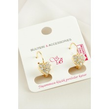 Ayena Moda Kalp Taşlı Klipsi Küpe