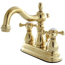 KB1602BX 4 "metal Çapraz Saplı Lavabo Bataryası, Parlak Pirinç