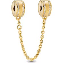 Lines Bijuteri Gold Renk Güvenlik Zinciri Charm