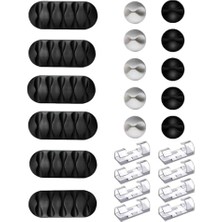 24 Parça Kablo Tutucu Seti | Yapışkanlı Kablo Klipsi | Masa Üstü Kablo Düzenleyici | Şarj Kablosu, Kulaklık, Usb, Hdmı, Mouse Kablosu Için | Ofis & Ev Kullanımı | Kablo Yönetimi Çözümü