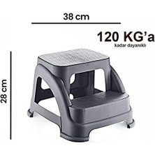 Iki Basamaklı Kaymaz Tabure - 120 kg Taşıma Kapasiteli - Basamaklı Tabure - Sert Plastik
