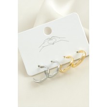 Ayena Moda 4 Adet Düz Halka Küpe 1,5 cm