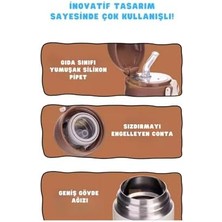 480ML Sevimli Hayvanlar Desenli Pipetli Kilitlenebilir Kapak Paslanmaz Çelik Termos