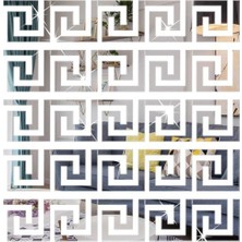 Ayna Duvar Stickerı, 30 Parça Çıkarılabilir Kendinden Yapışkanlı Akrilik Ayna Duvar Dekoru, Geometrik Yunan Desenli, Oturma Odası Yatak Odası Tv Arka Planı Duvar Dekorasyonu (Gümüş)