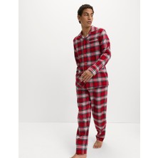 Marks & Spencer Saf Pamuklu Kareli Pijama Takımı