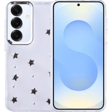 Ceponya Galaxy S24 Plus Kılıf Airbag Tasarımlı Simli Şeffaf Kutup Kapak