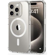 iphone 15 Pro Magsafe ile Uyumlu Şeffaf Kılıf Silikon Darbe Emici Tam Koruma Kapak Air iphone 15 Pro Manyetik Şarj Kılıfı