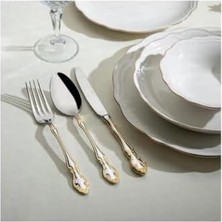 Nehir Adriana Altın Sade 12 Kişilik 89 Parça Kutulu Çatal Kaşık Bıçak Takımı