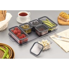 Tepsili Lüx 6 Bölmeli Kahvaltılık Seti, Şık ve Fonksiyonel Tepsili Lüks 6 Bölmeli Kahvaltılık Seti