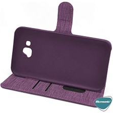 Galaxy A20S Için Kılıf Fabric Book Wallet Mor [galaxy A20S ile Uyumlu Kılıf - Mor]