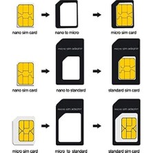 3'ü 1 Arada Sım Adaptörü 4'ü 1 Arada Nano Mikro Üzerinde; Standart Sım Kartı ve Micro To Sım Kartı + Sım Kartları Için Sökücü