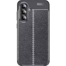 Galaxy A36 Uyumlu Kamera Korumalı Deri Görünümlü Darbe Emici Tam Korumalı Auto Focus Lüks Silikon Kılıf