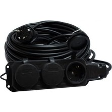 Siyah Renk Topraklı Kauçuk Seyyar Elektrik Kablosu Cca 3 x 1,5 mm 20 mt 3 Lü Priz