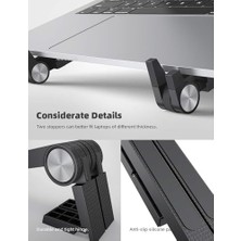 Laptop Standı Yükseltici Katlanabilir 3 Kademe Abs Hafif Taşınabilir Notebook  Tablet iPad Uyumlu Kaymaz Silikon Ayaklı Ergonomik Masaüstü Stand Siyah