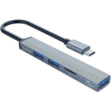 Type-C To 3 Portlu USB 3.0 Çoklayıcı Tf Micro Sd Kart Okuyucu Hub