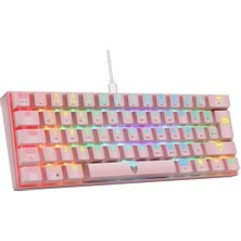 Majesty 62 Tuşlu Rgb Mini Gaming Oyuncu Mekanik Klavye Red Switch Pembe