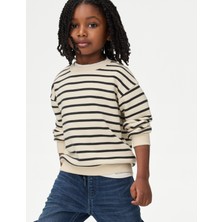 Marks & Spencer Pamuk Karışımlı Çizgili Sweatshirt (2-8 Yaş)
