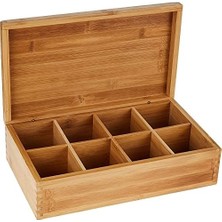International 8 Bölmeli Bambu Ahşap Çay Kutusu, 12-3/8 "x 7-3/8" x 3-3/5"