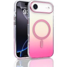 17 Air Için Kılıf Uyumlu Şarj Özellikli Transparan Renk Geçişli Toros Kapak (Pembe)