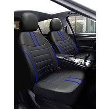 Trobus Skoda Rapid 2012 ve Sonrası Colorline Sport Serisi Deri Siyah Mavi Koltuk Kılıfı
